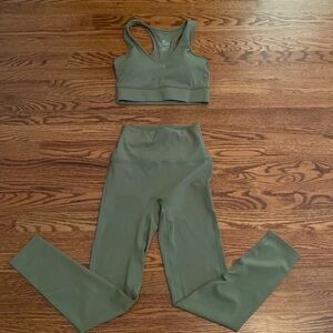 2 piece Zenana olive athletic set